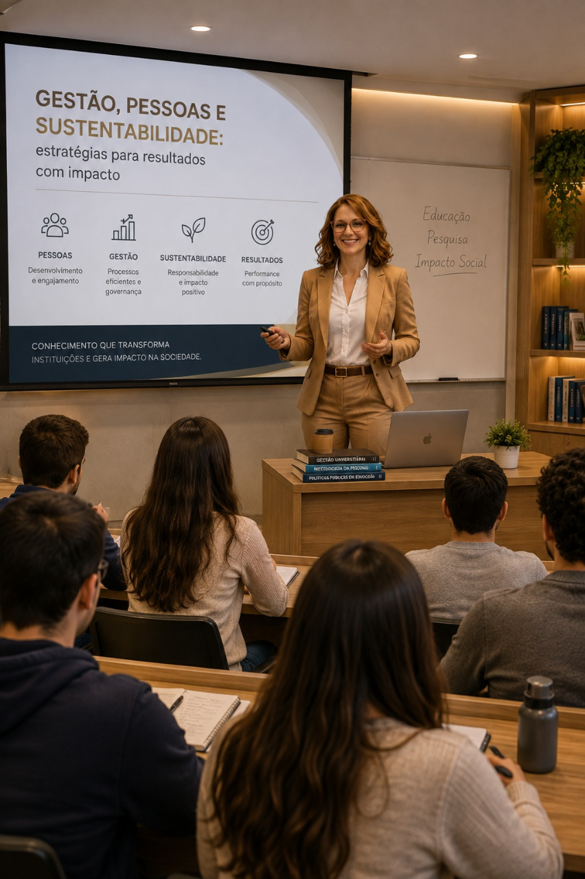 Dra. Cármen Alvarez em ambiente de trabalho acadêmico